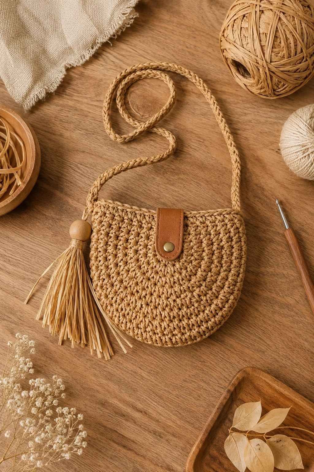 Mini Raffia-Style Crochet Boho Bag — Crochet boho bag style outfit