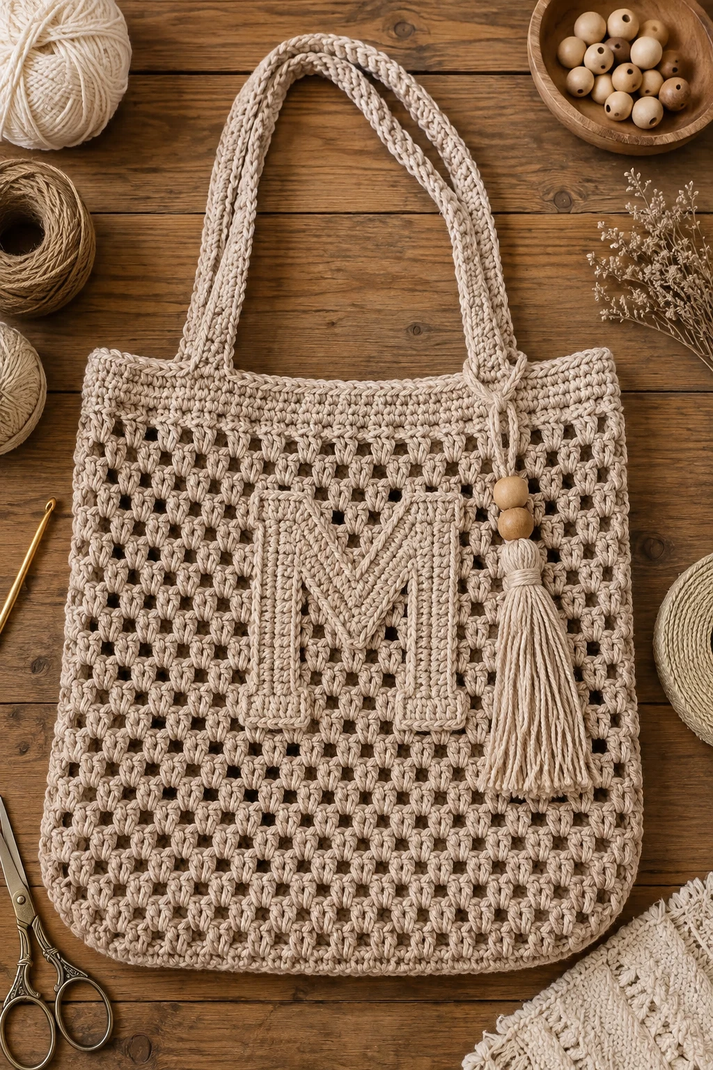 Personalized Monogram Crochet Boho Bag — Crochet boho bag style outfit