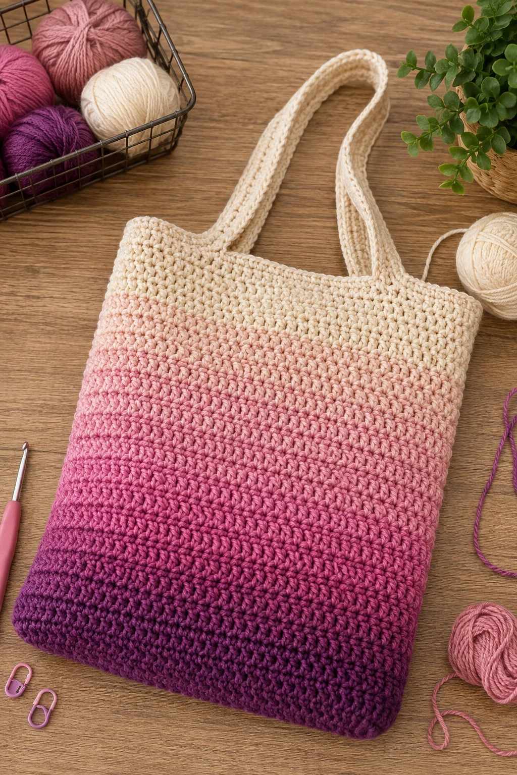 Ombre Crochet Book Bag — crochet book bag style outfit
