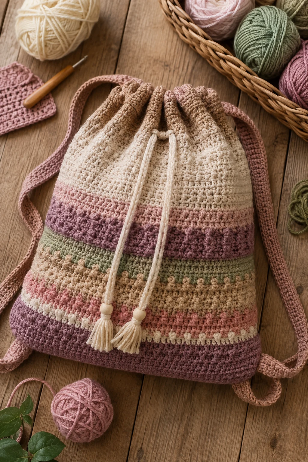 Drawstring Crochet Book Bag — crochet book bag style outfit
