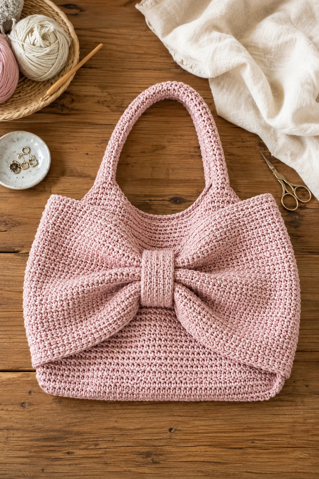 Oversized Bow Statement Bag — crochet bow bag style outfit