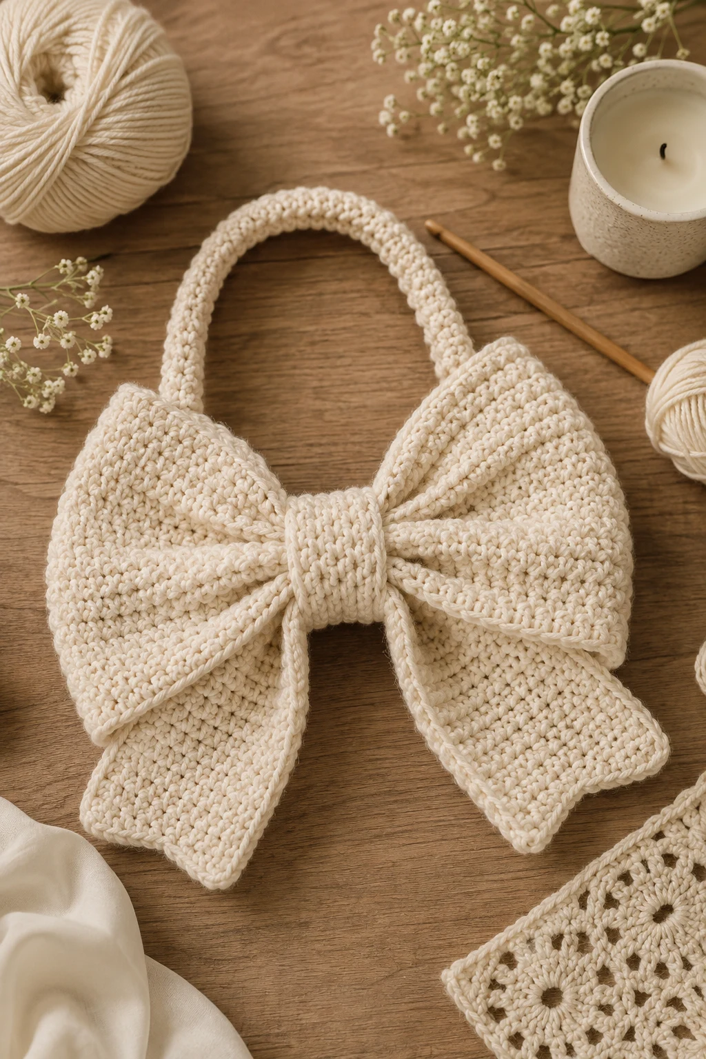 Cream Bridal Bow Bag — crochet bow bag style outfit