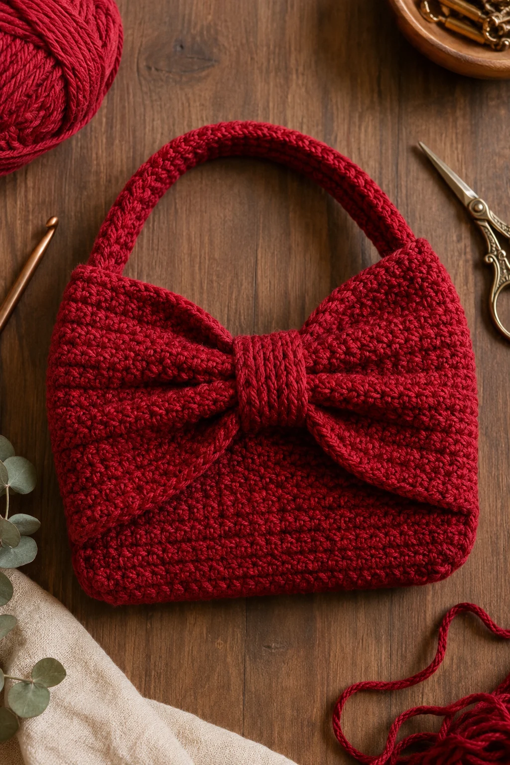 Cherry Red Date-Night Bag — crochet bow bag style outfit