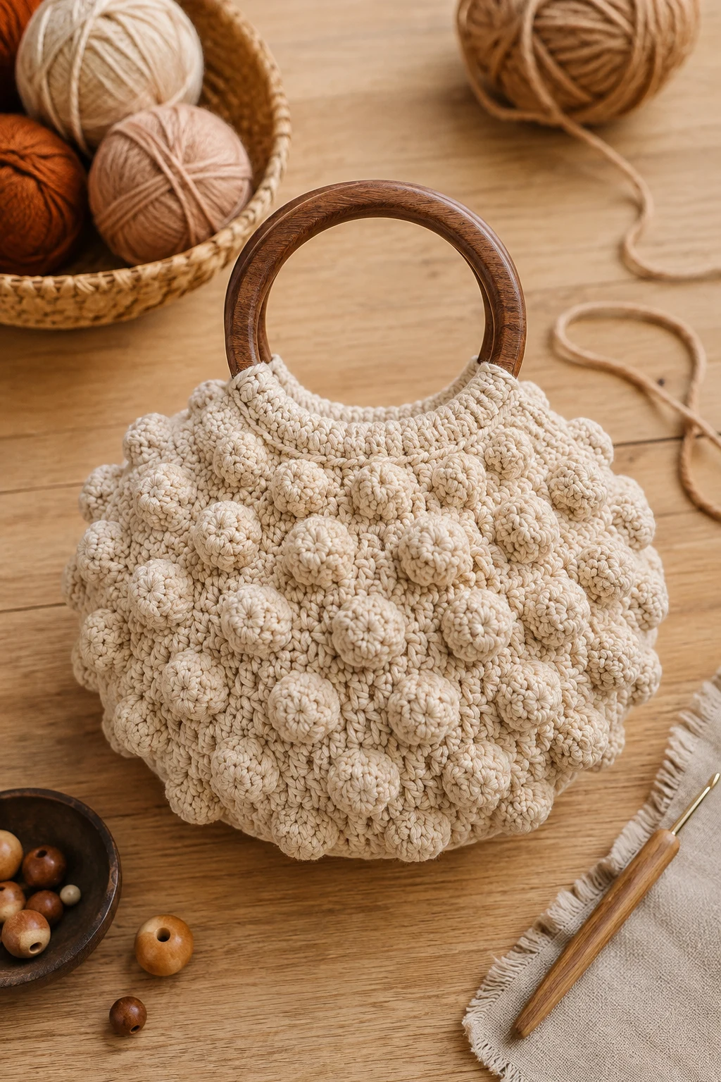 Crochet Ball Bag With Statement Texture — crochet bubble bag style outfit