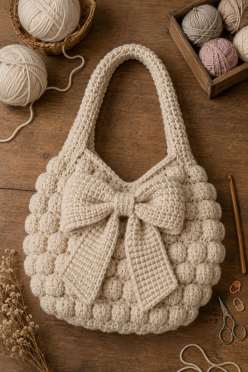 Crochet Bubble Bag With a Giant Bow — crochet bubble bag style outfit