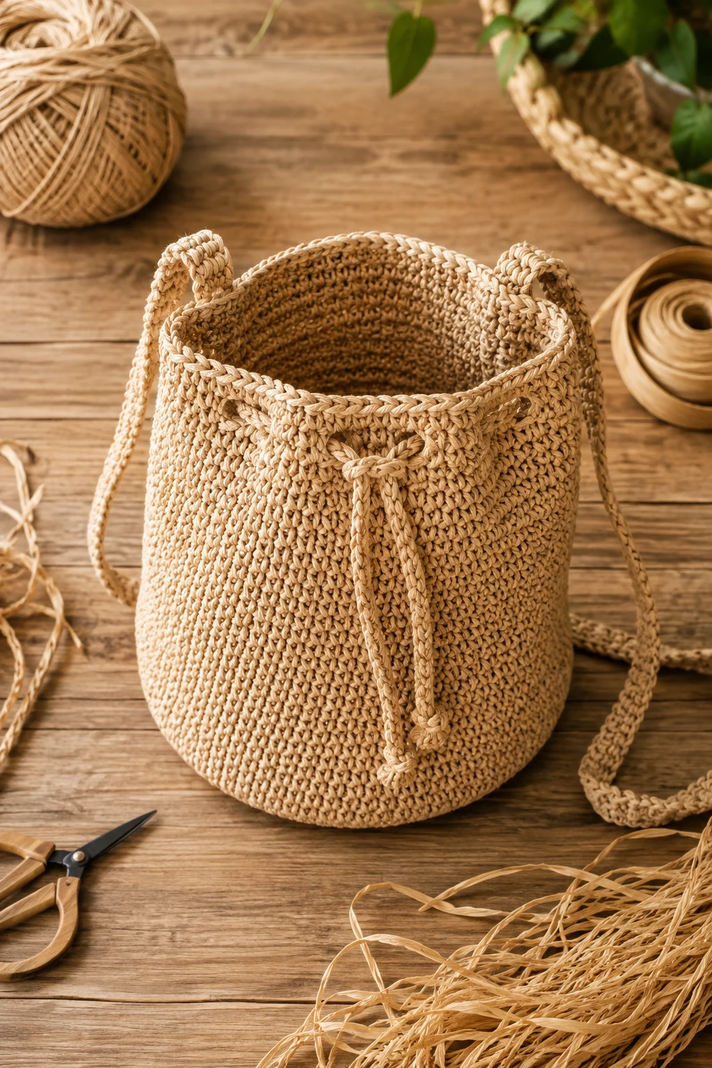 Natural Raffia Everyday Bucket Bag — crochet bucket bag style outfit