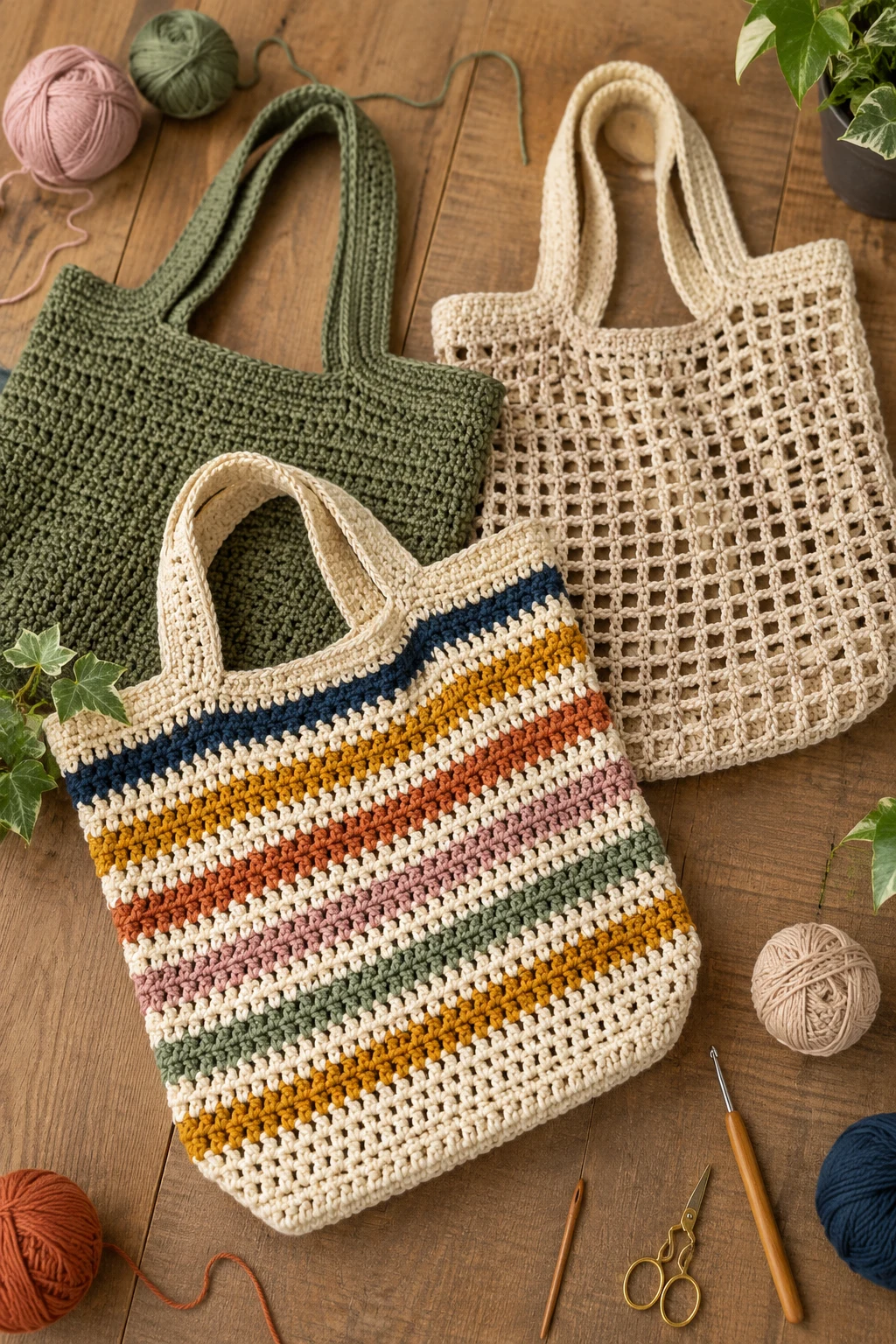 Colorful Crochet Market Bags — crochet business ideas style outfit