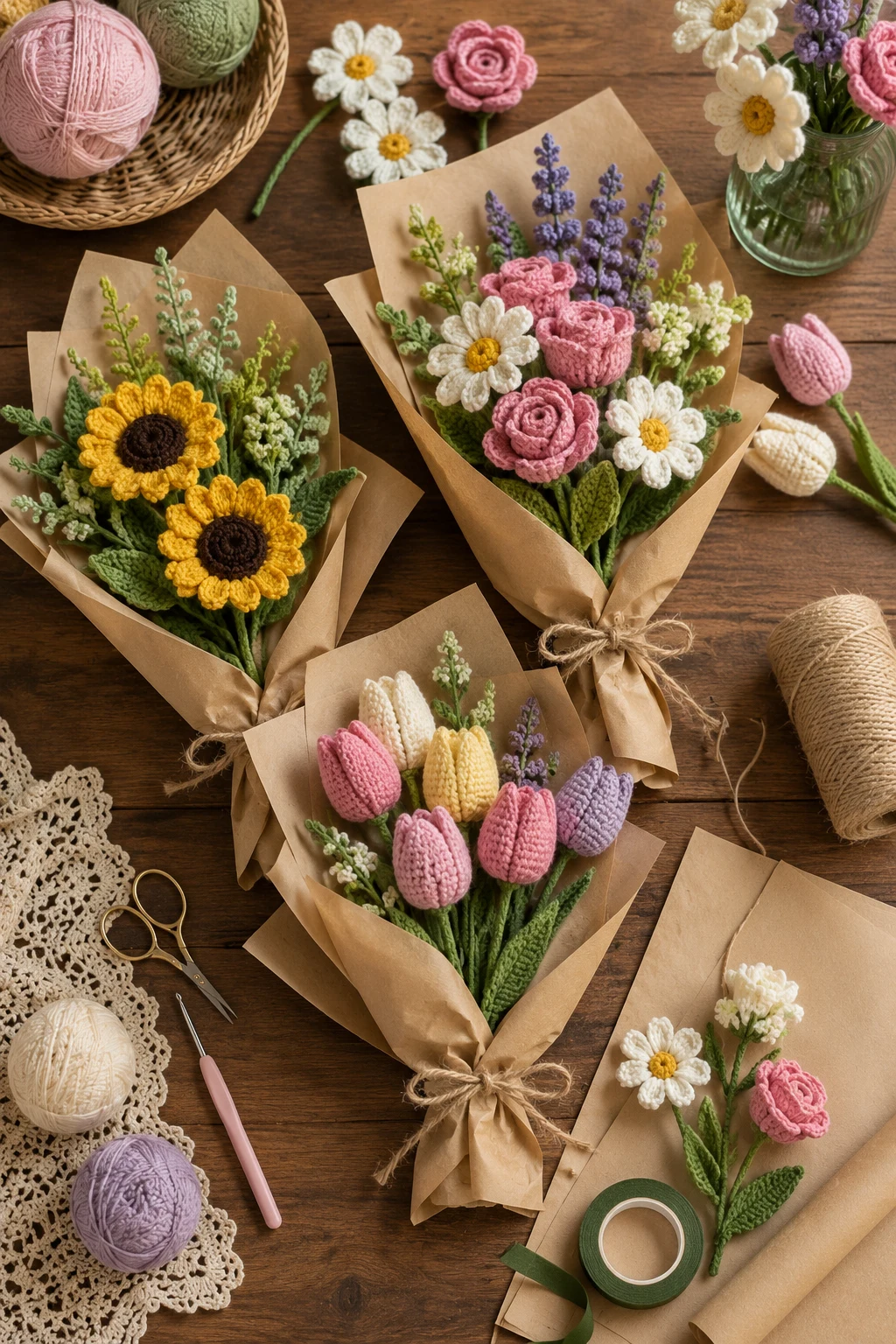 Crochet Flower Bouquets — crochet business ideas style outfit