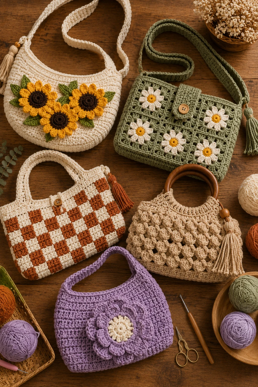 Crochet Bags With Statement Details — crochet business ideas style outfit