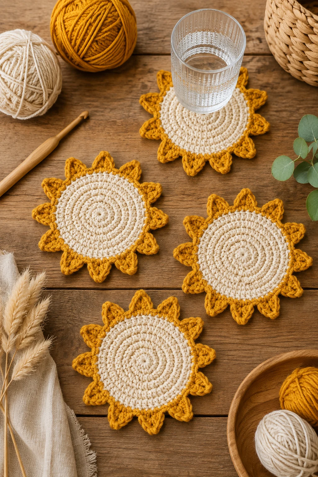 Boho Sun Coasters — crochet coaster ideas style outfit