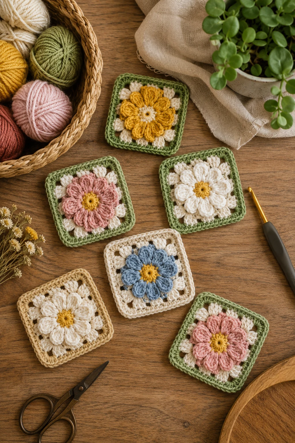 Flower Power Squares — crochet coaster ideas style outfit