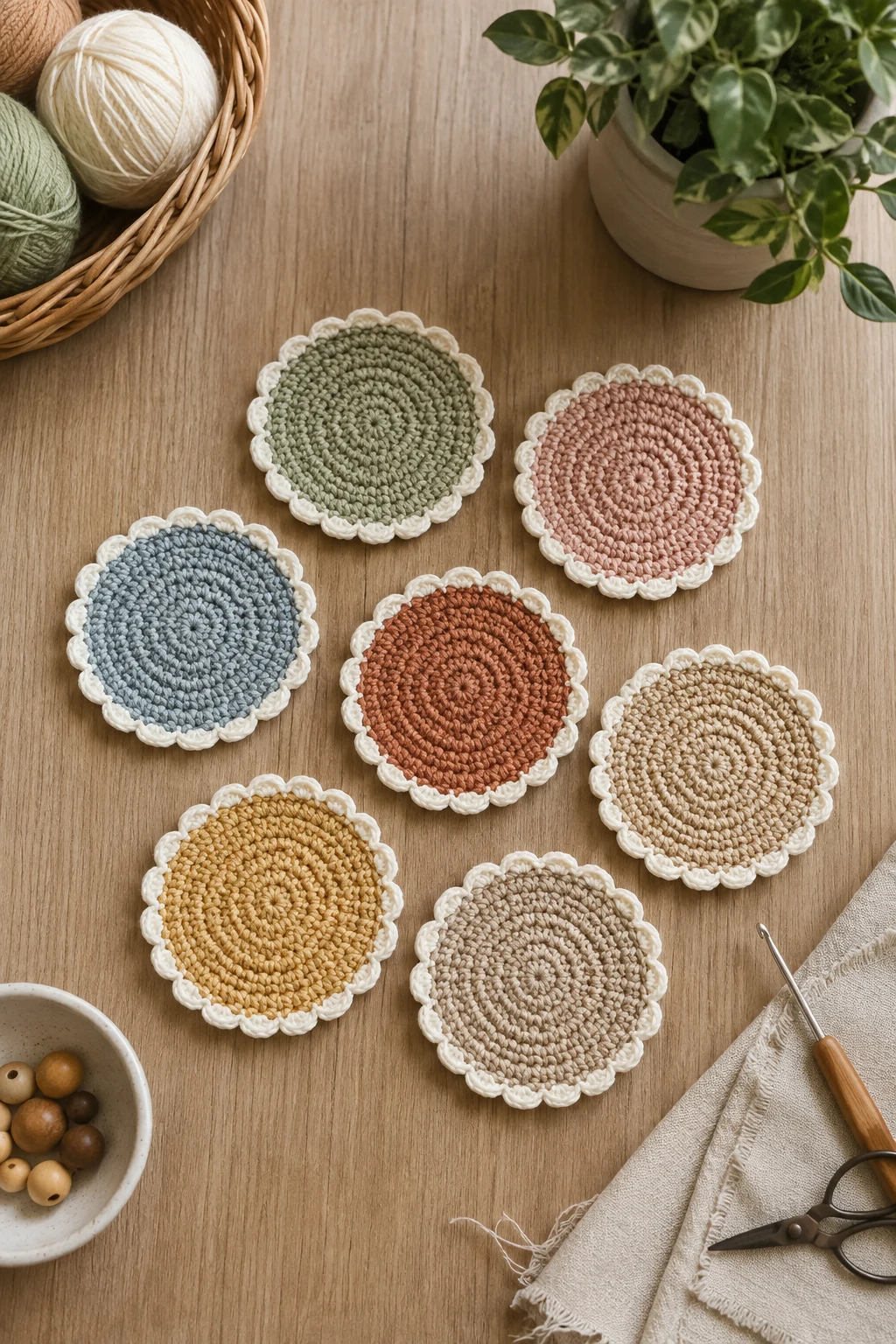 Minimalist Scalloped Edges — crochet coaster ideas style outfit
