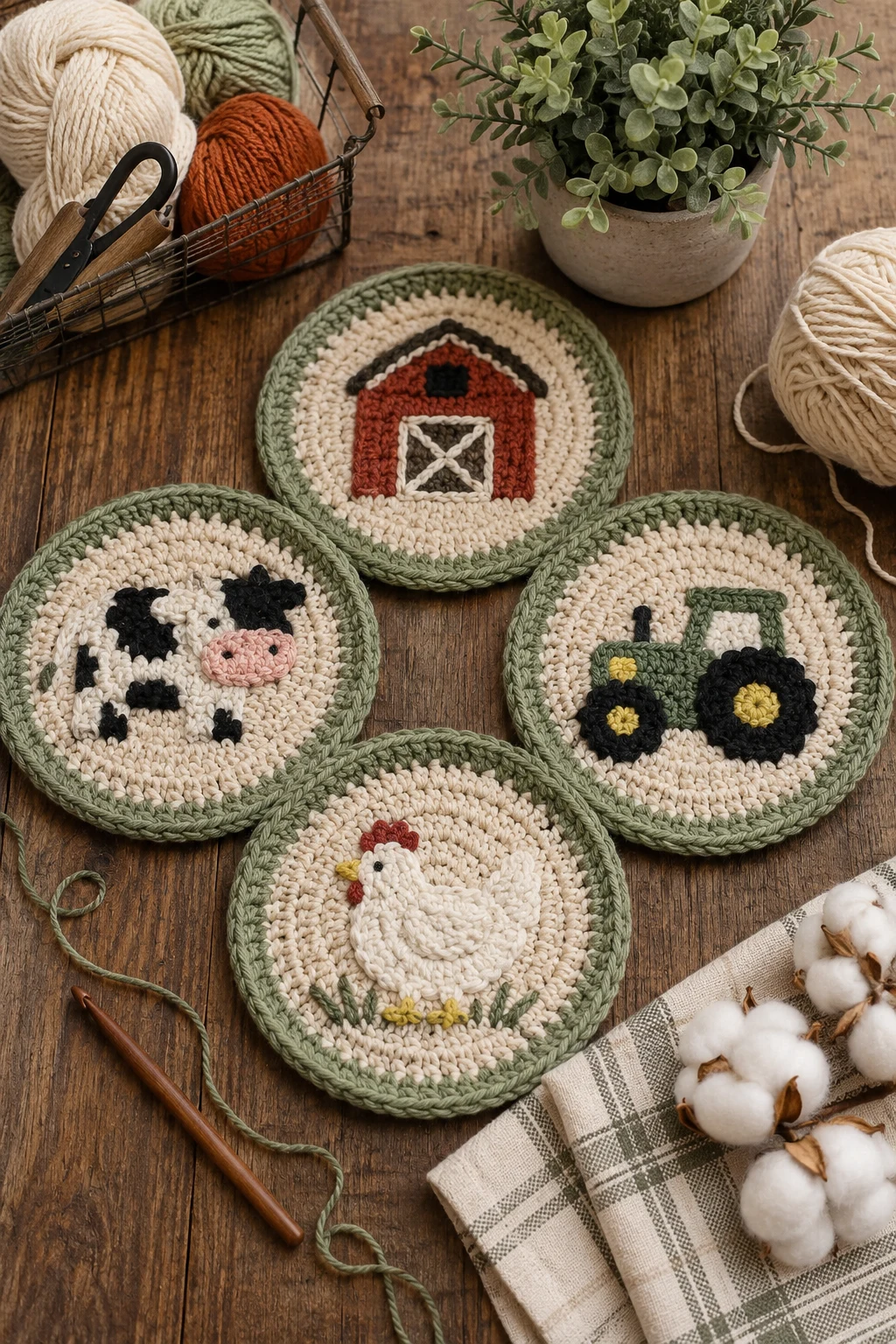 Crochet Farmhouse Coasters — crochet coaster ideas style outfit