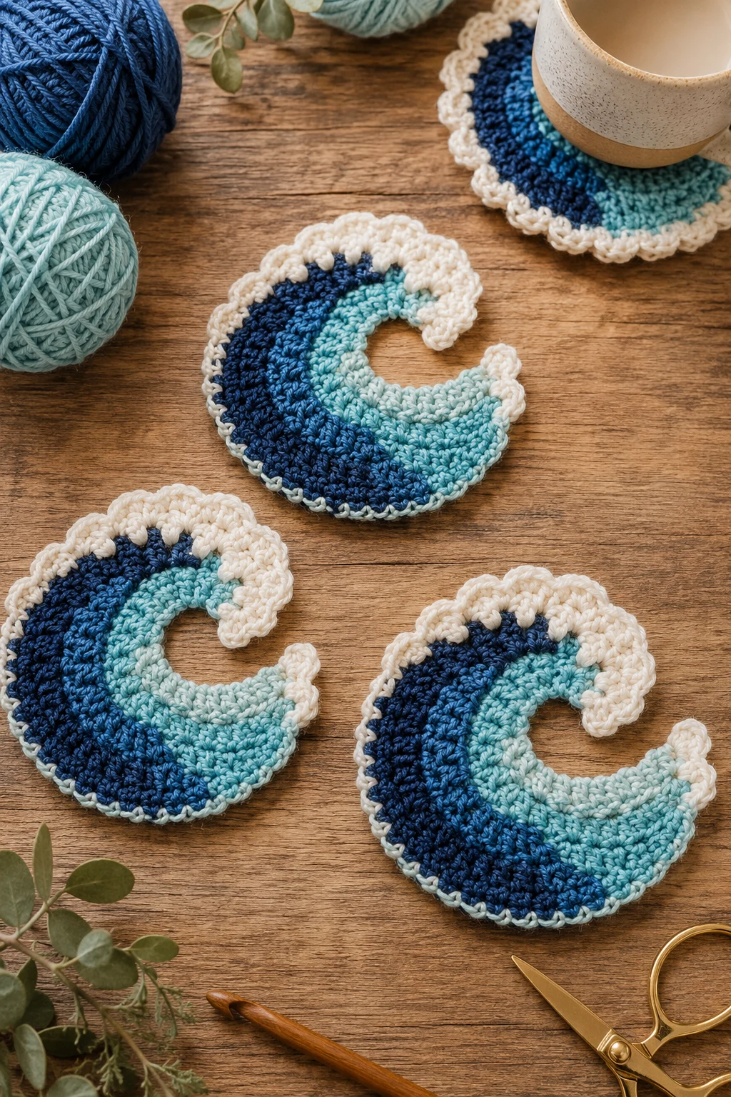 Ocean Wave Blues — crochet coaster ideas style outfit