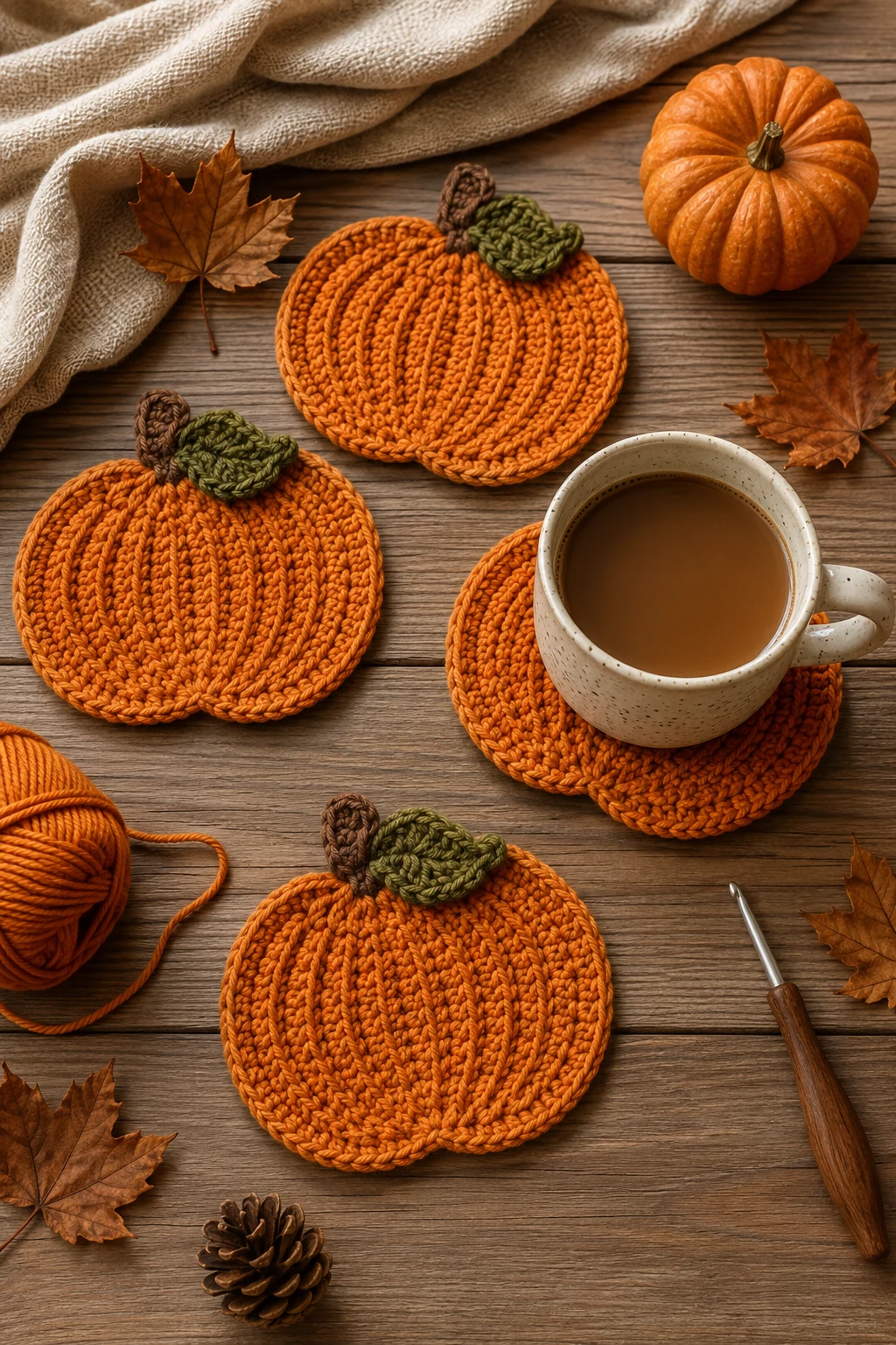 Pumpkin Spice Mug Mates — crochet coaster ideas style outfit