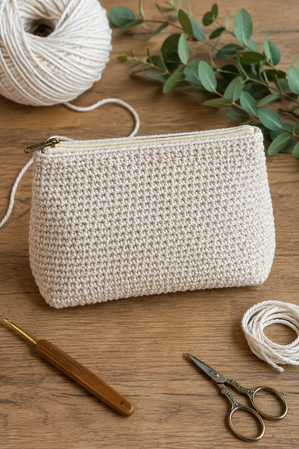 Simple Cotton Crochet Cosmetic Bag — crochet cosmetic bag style outfit