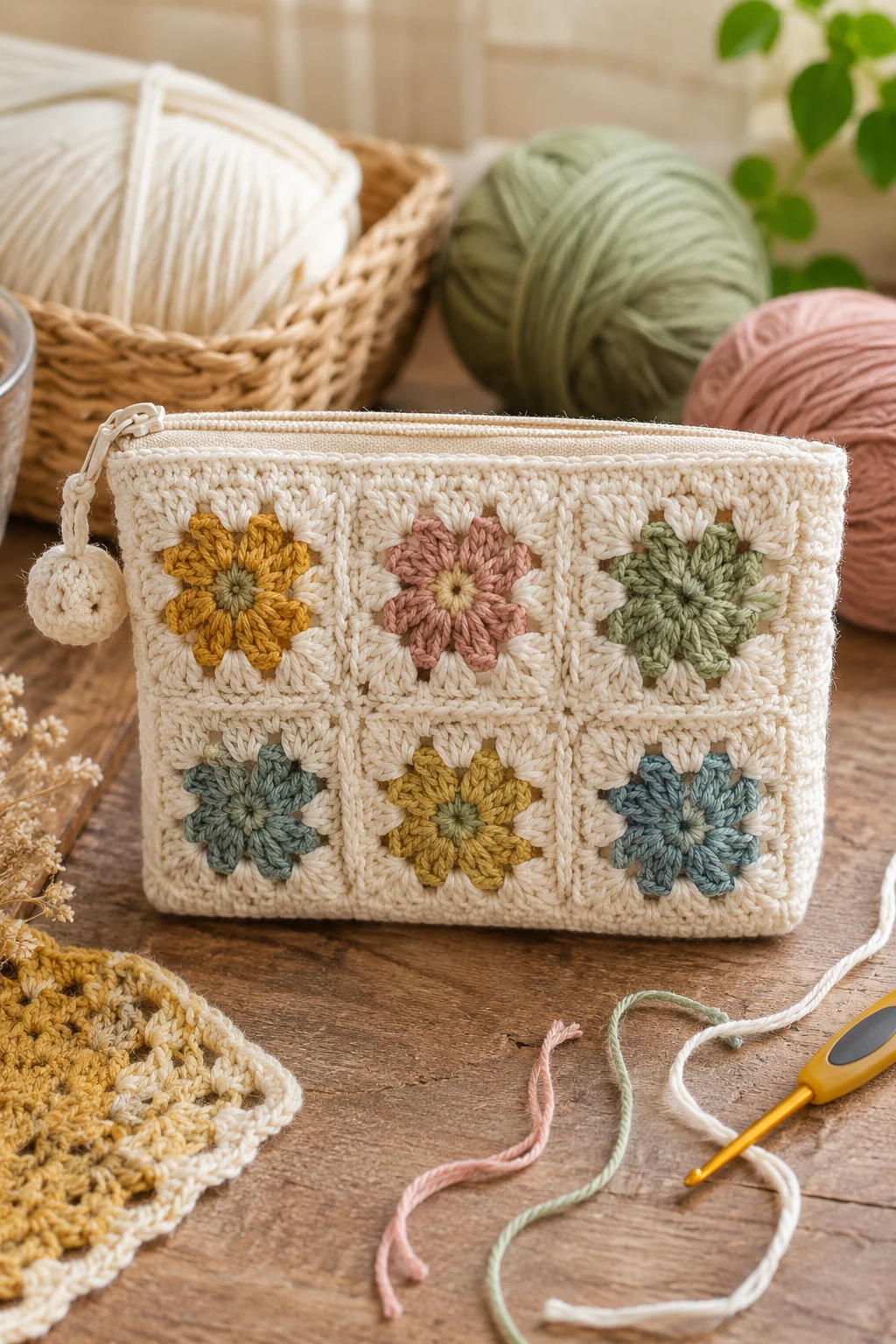 Granny Square Toiletry Bag Crochet — Crochet cosmetic bag style outfit