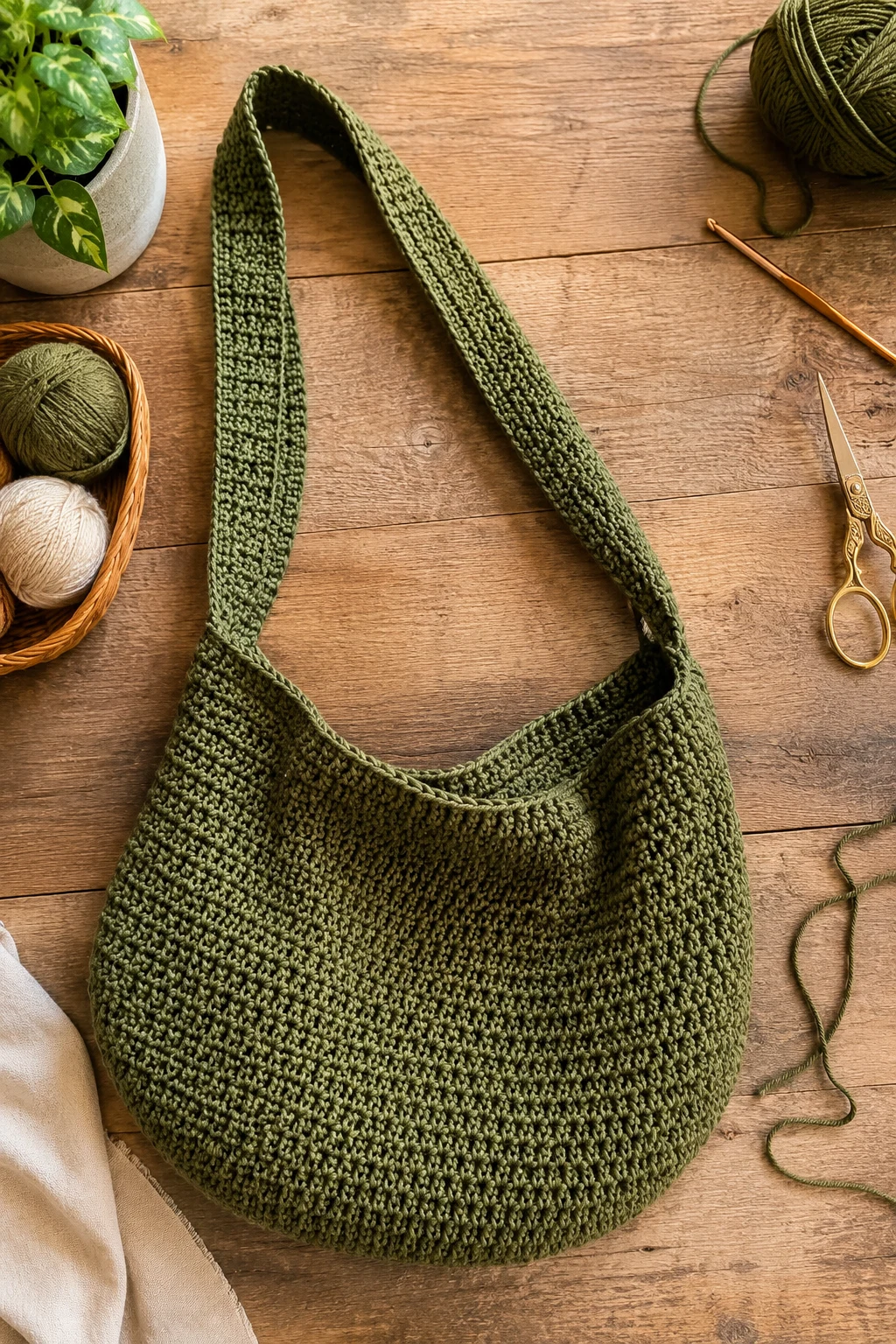Oversized Slouchy Sling — crochet crossbody bag style outfit