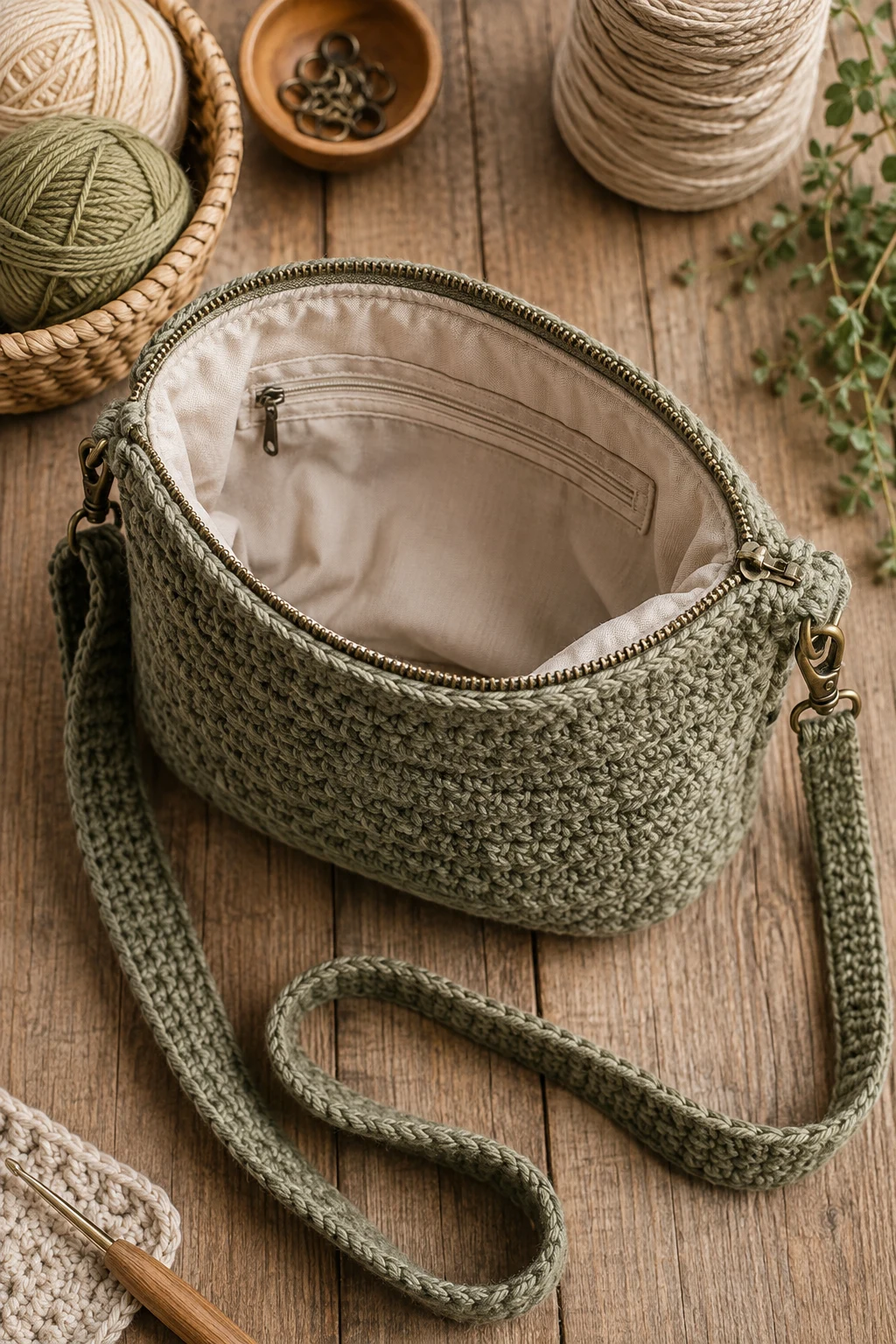 Crochet Crossbody Bag With a Lined Interior — crochet crossbody bag style outfit