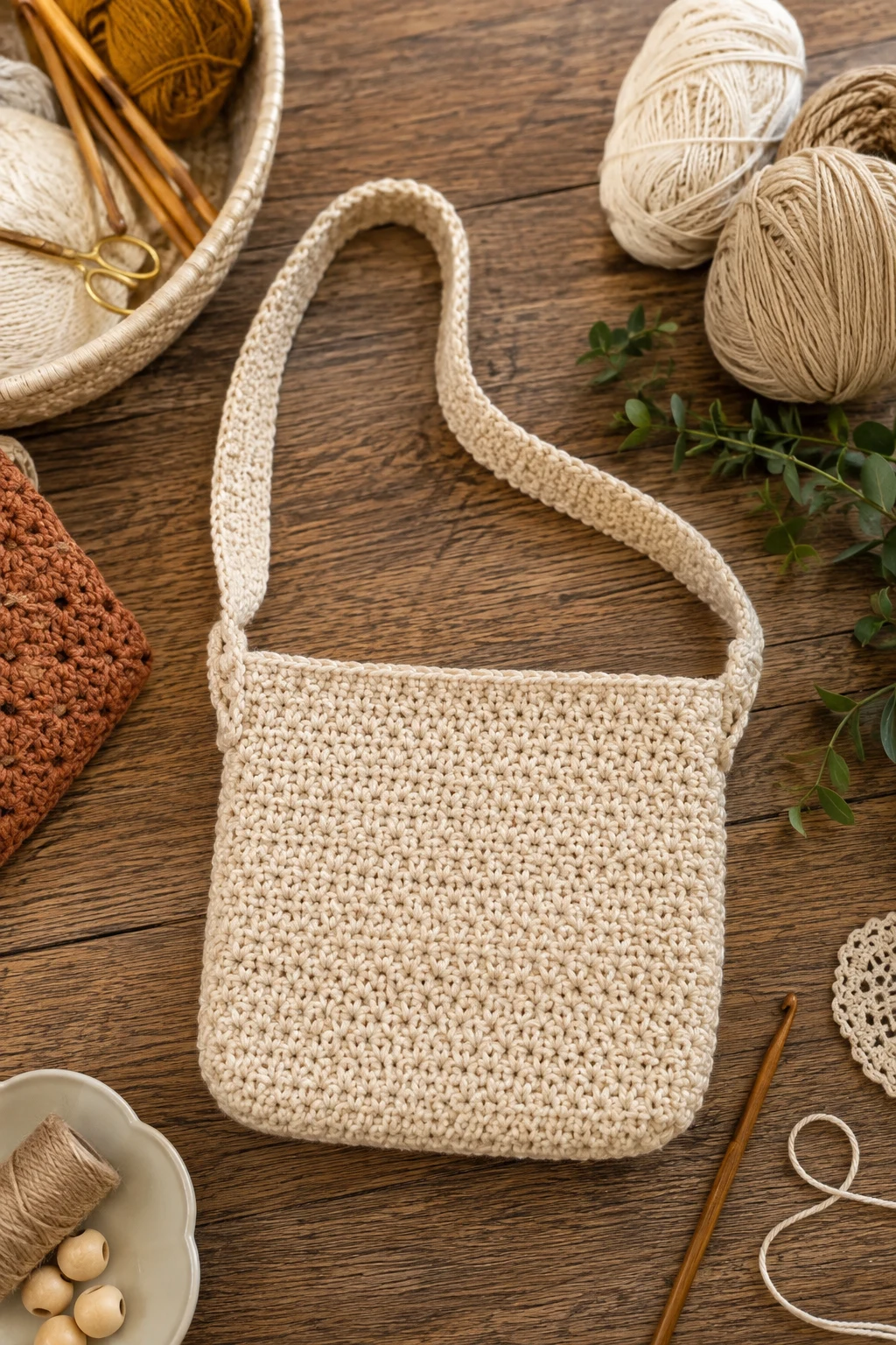 Beginner-Friendly Free Pattern Style — crochet crossbody bag style outfit