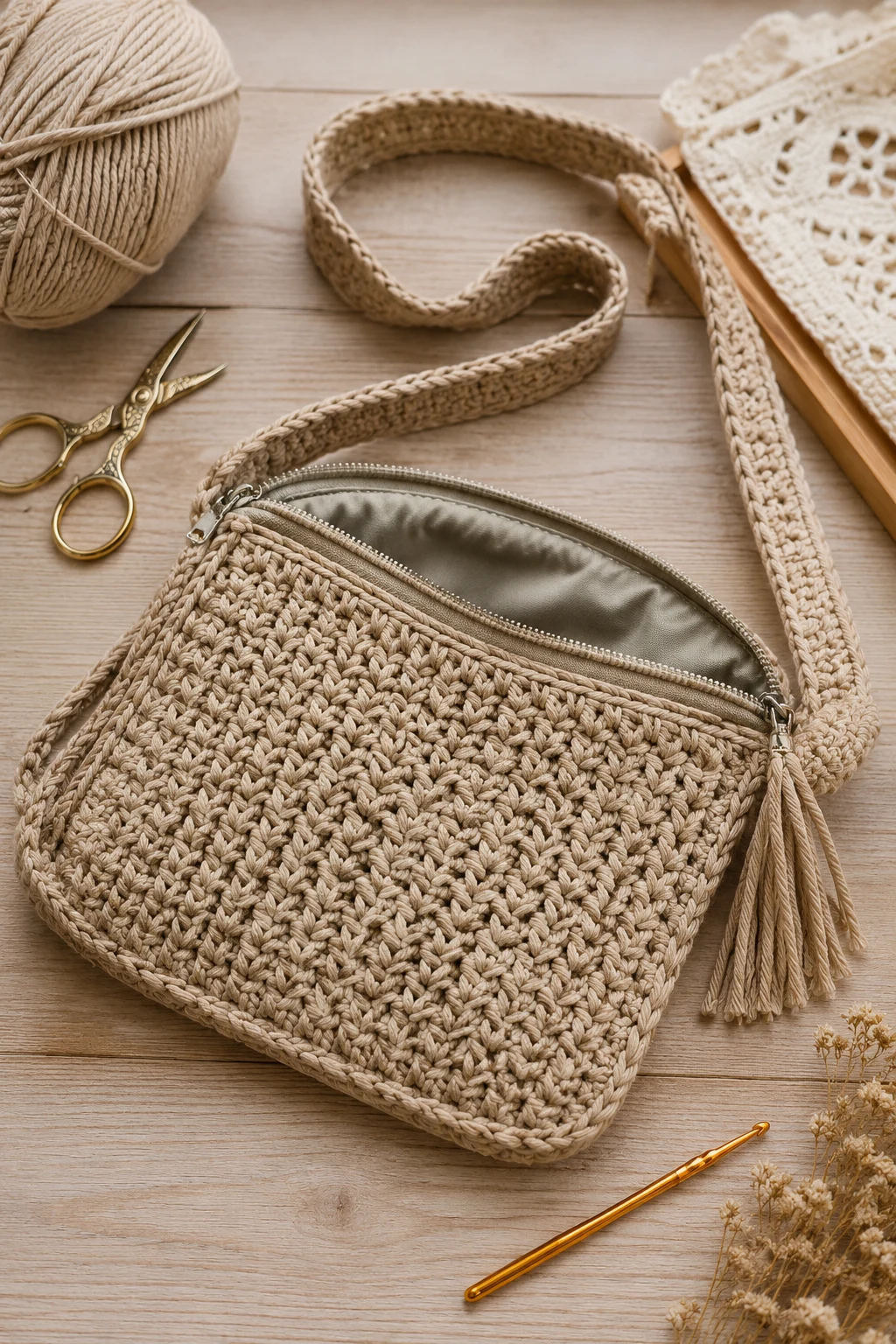 Zippered Travel Crossbody — crochet crossbody bag style outfit
