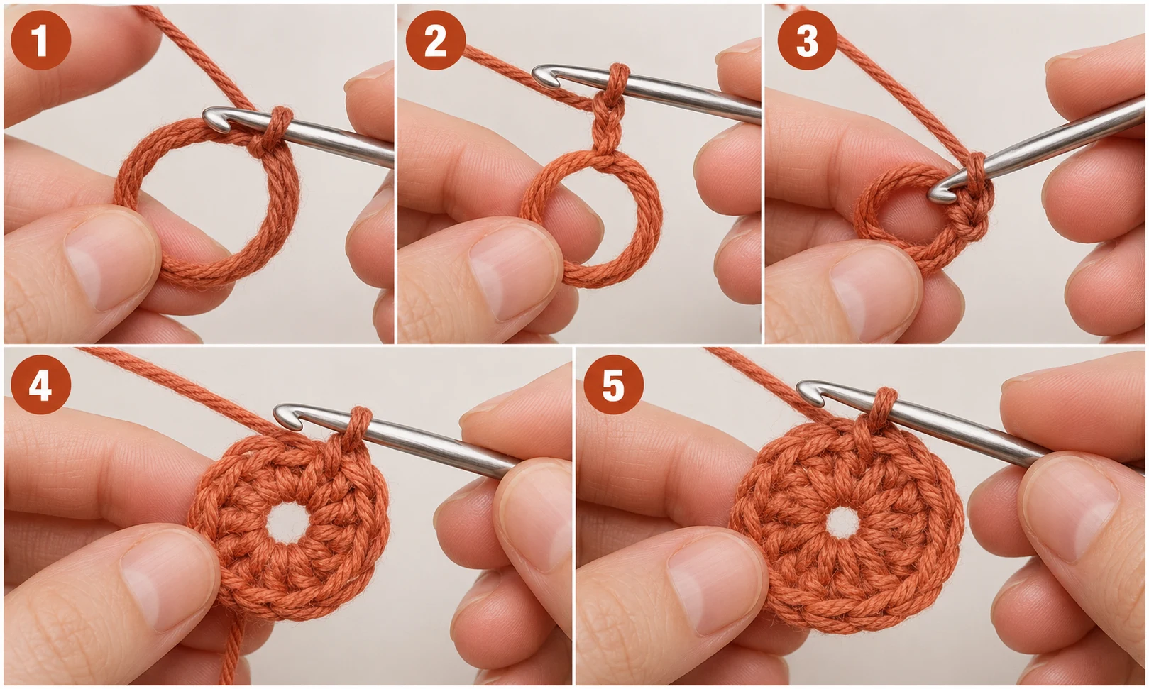 Steps 1–5 — Crochet Deer Applique Pattern Free
