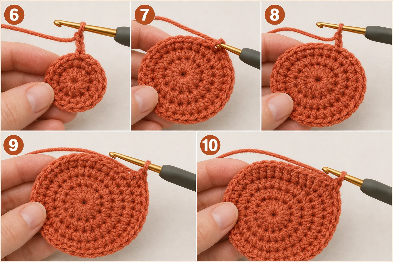 Steps 6–10 — Crochet Deer Applique Pattern Free