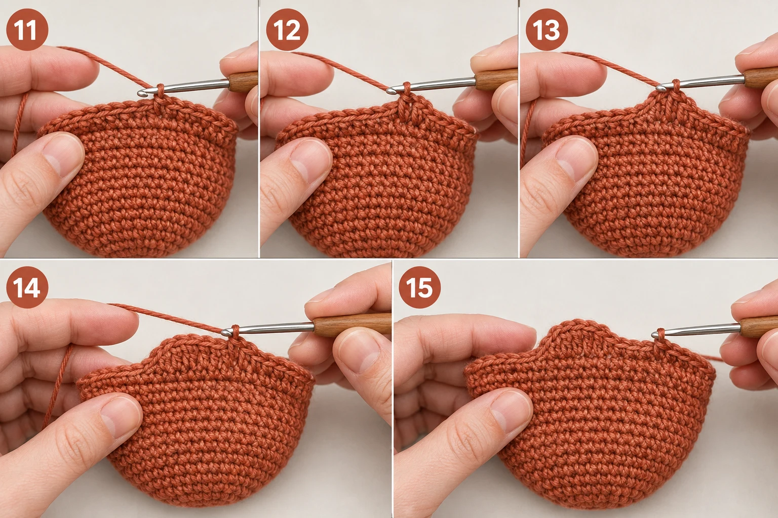 Steps 11–15 — Crochet Deer Applique Pattern Free