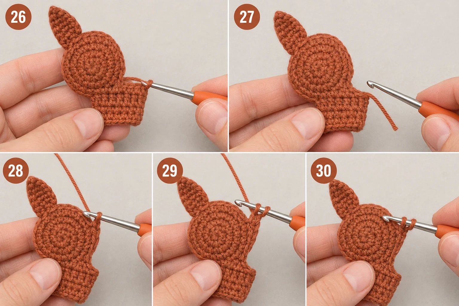Steps 26–30 — Crochet Deer Applique Pattern Free
