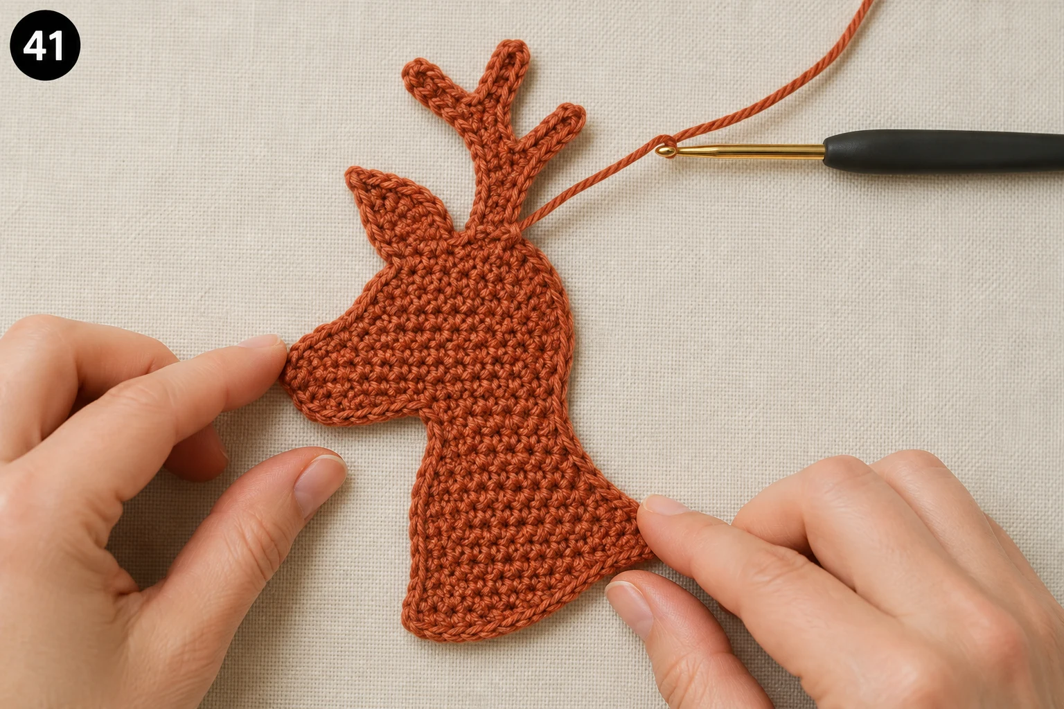 Steps 41–41 — Crochet Deer Applique Pattern Free