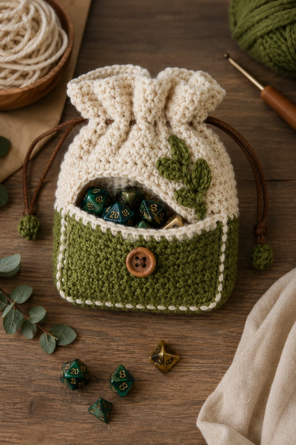 Free Crochet Dice Bag With Pocket — crochet dice bag style outfit