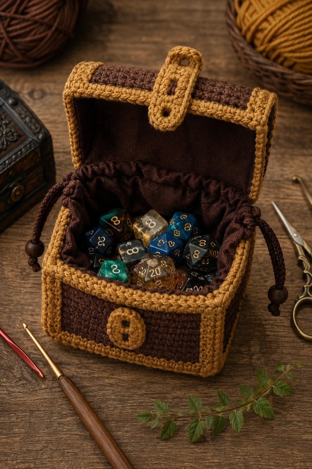 Treasure Chest Dice Bag — crochet dice bag style outfit