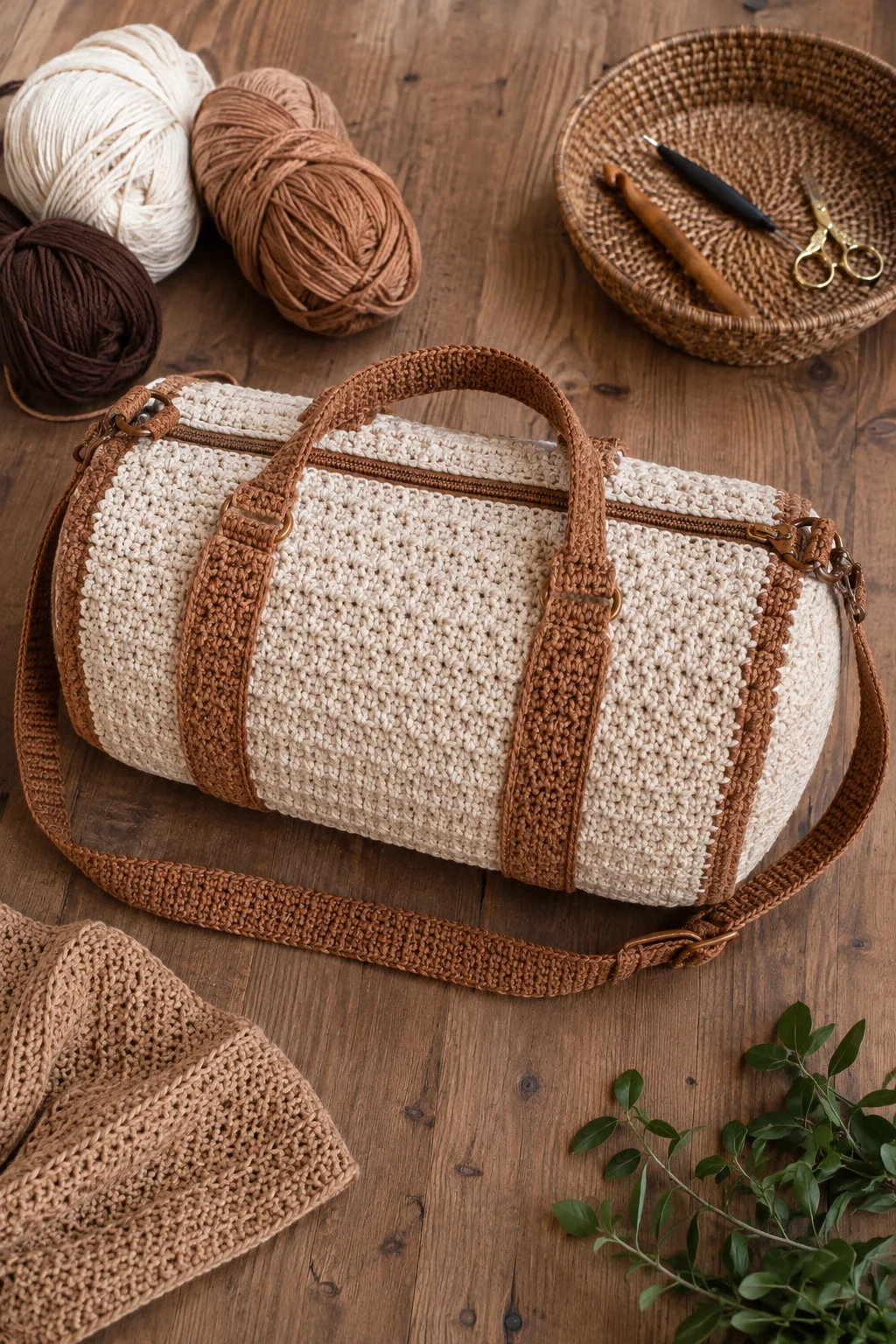 Structured Crochet Duffle With a Travel Bag Crochet Pattern — crochet duffle bag style outfit