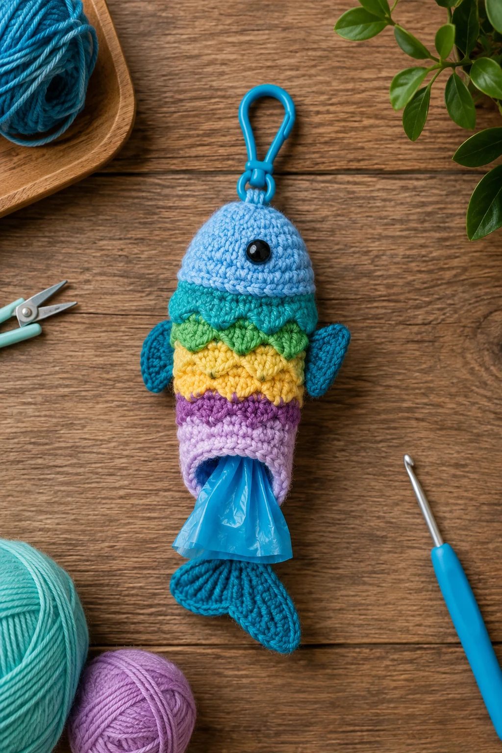 Tiny Fish Bag Dispenser — crochet fish bag style outfit