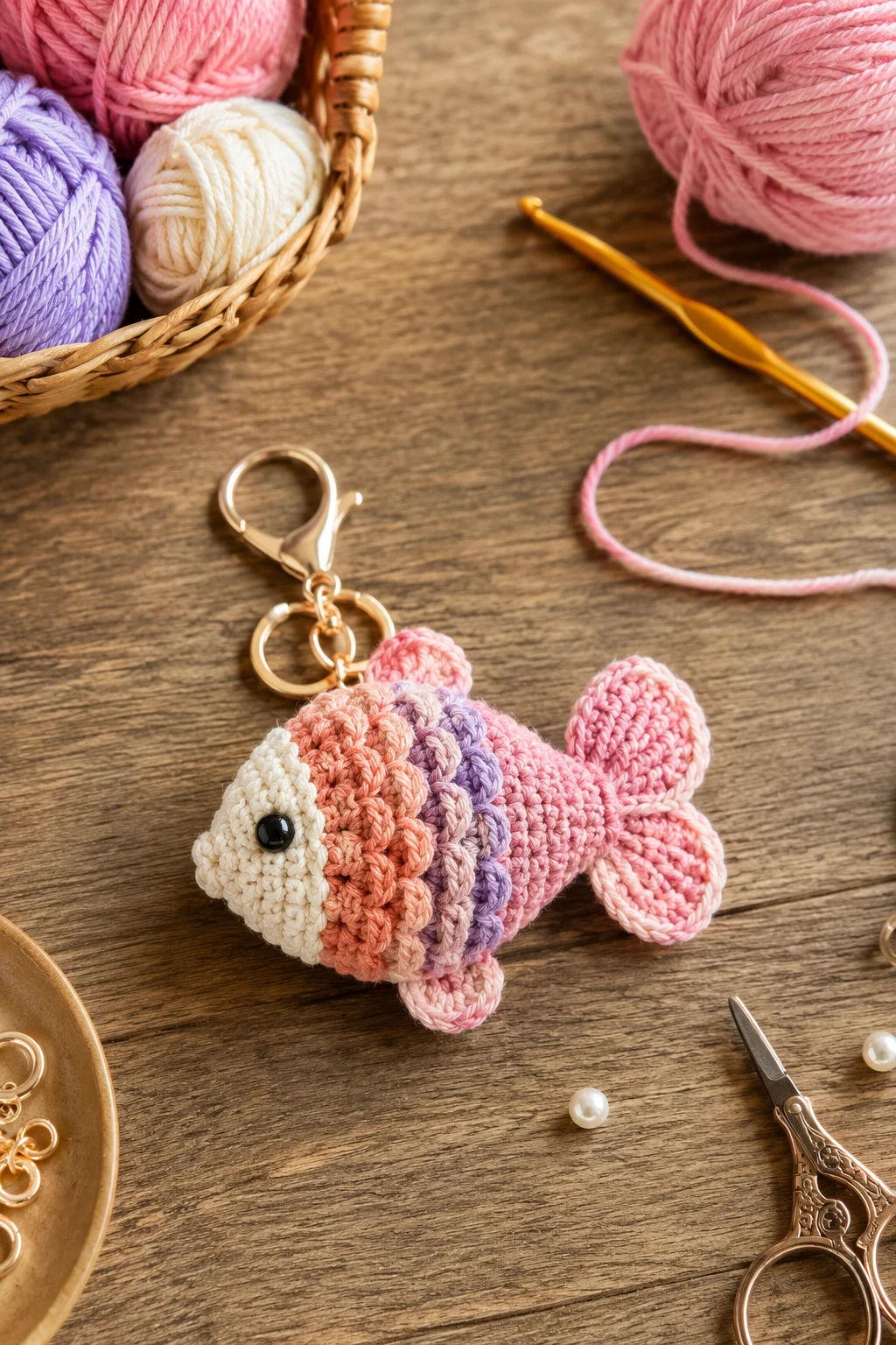 Cute Crochet Fish Bag Charm — crochet fish bag style outfit