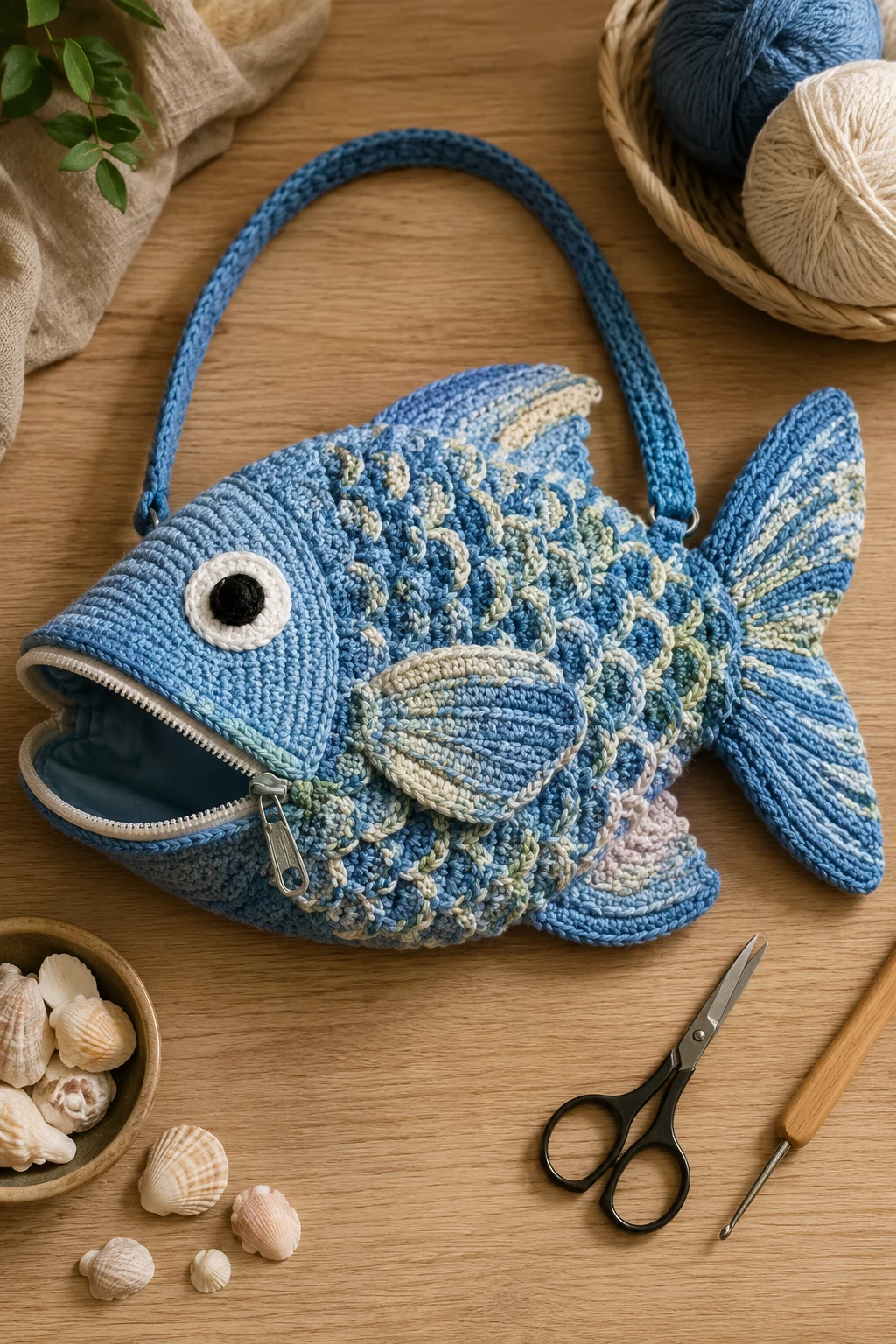 Fish Bag With a Zippered Mouth — crochet fish bag style outfit