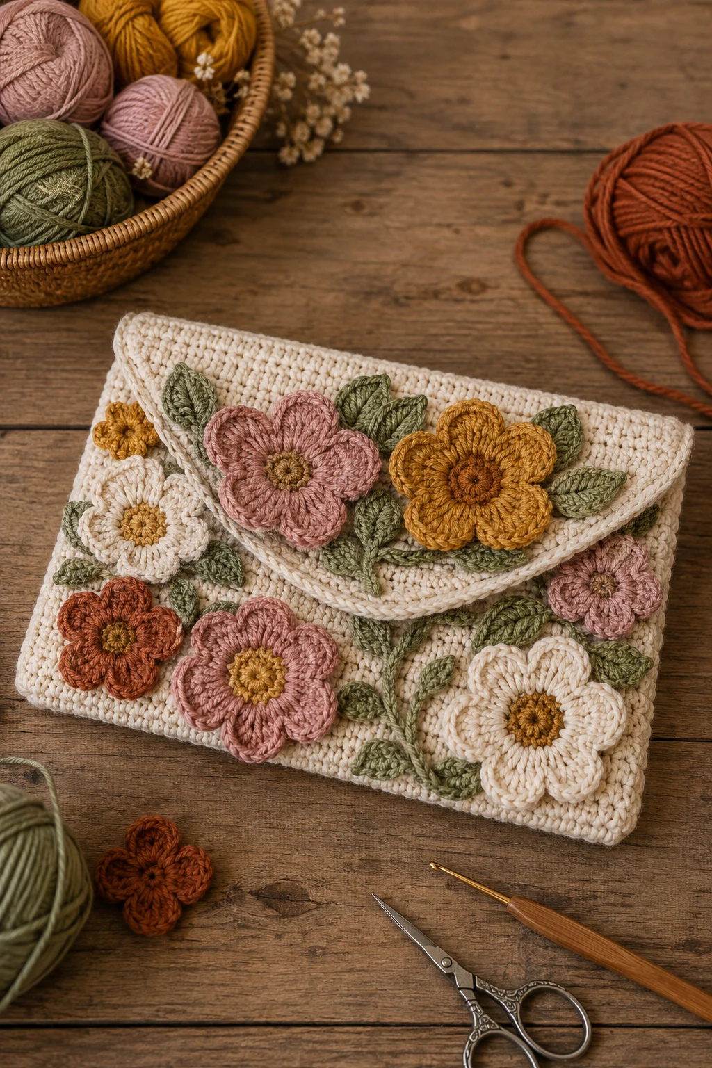 Crochet Flower Clutch — crochet flower bag style outfit
