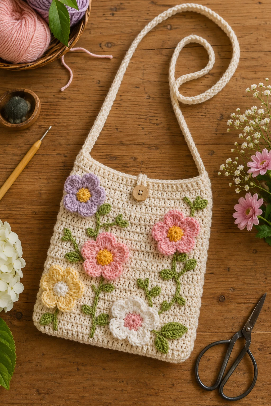 Mini Crochet Flower Shoulder Bag — crochet flower bag style outfit