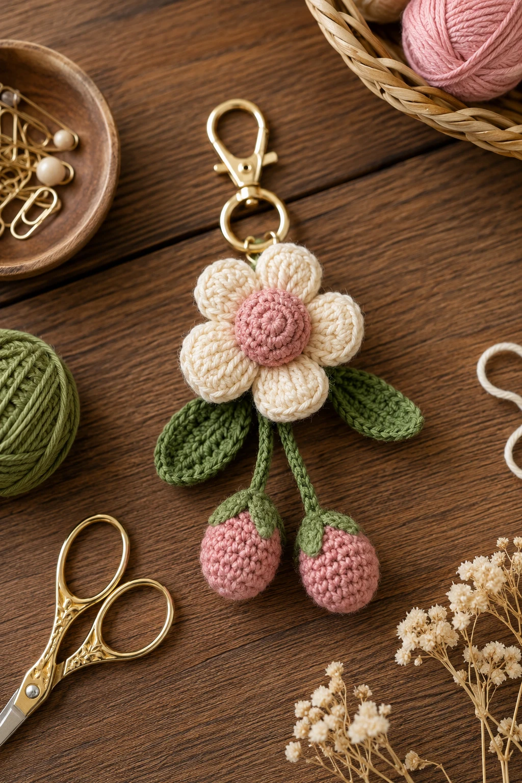 Crochet Flower Bag Charm — crochet flower bag style outfit