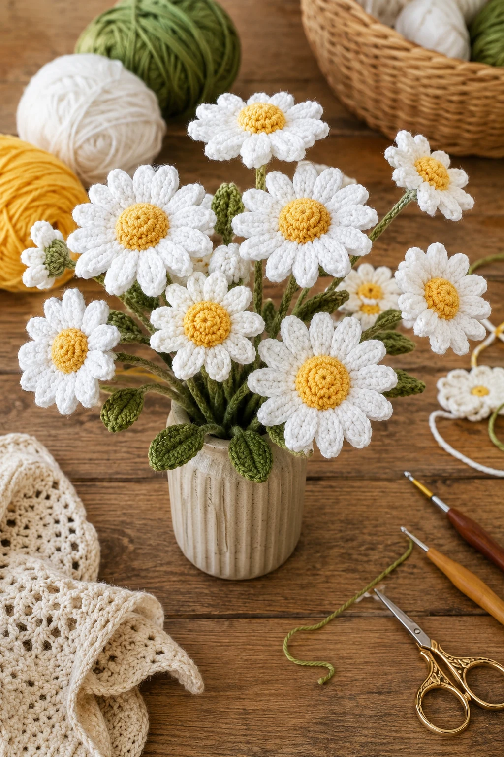 Classic Crochet Daisy Bouquet — crochet flower ideas style outfit