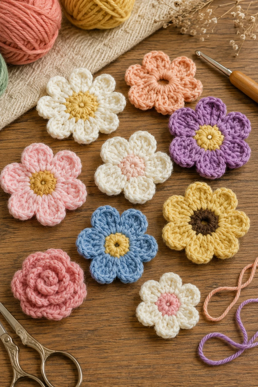 Crochet Flower Ideas for Beginners: Simple Appliqués — crochet flower ideas style outfit