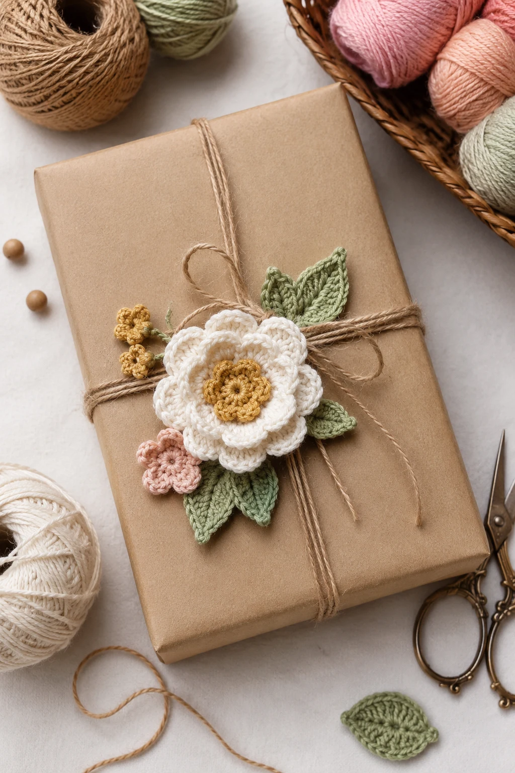 Crochet Flower Gift Wrap — crochet flower ideas style outfit