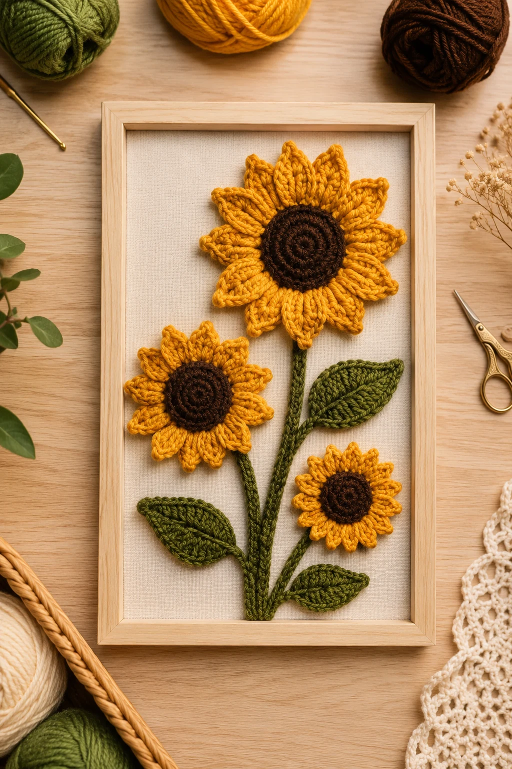 Crochet Sunflower Wall Art — crochet flower ideas style outfit