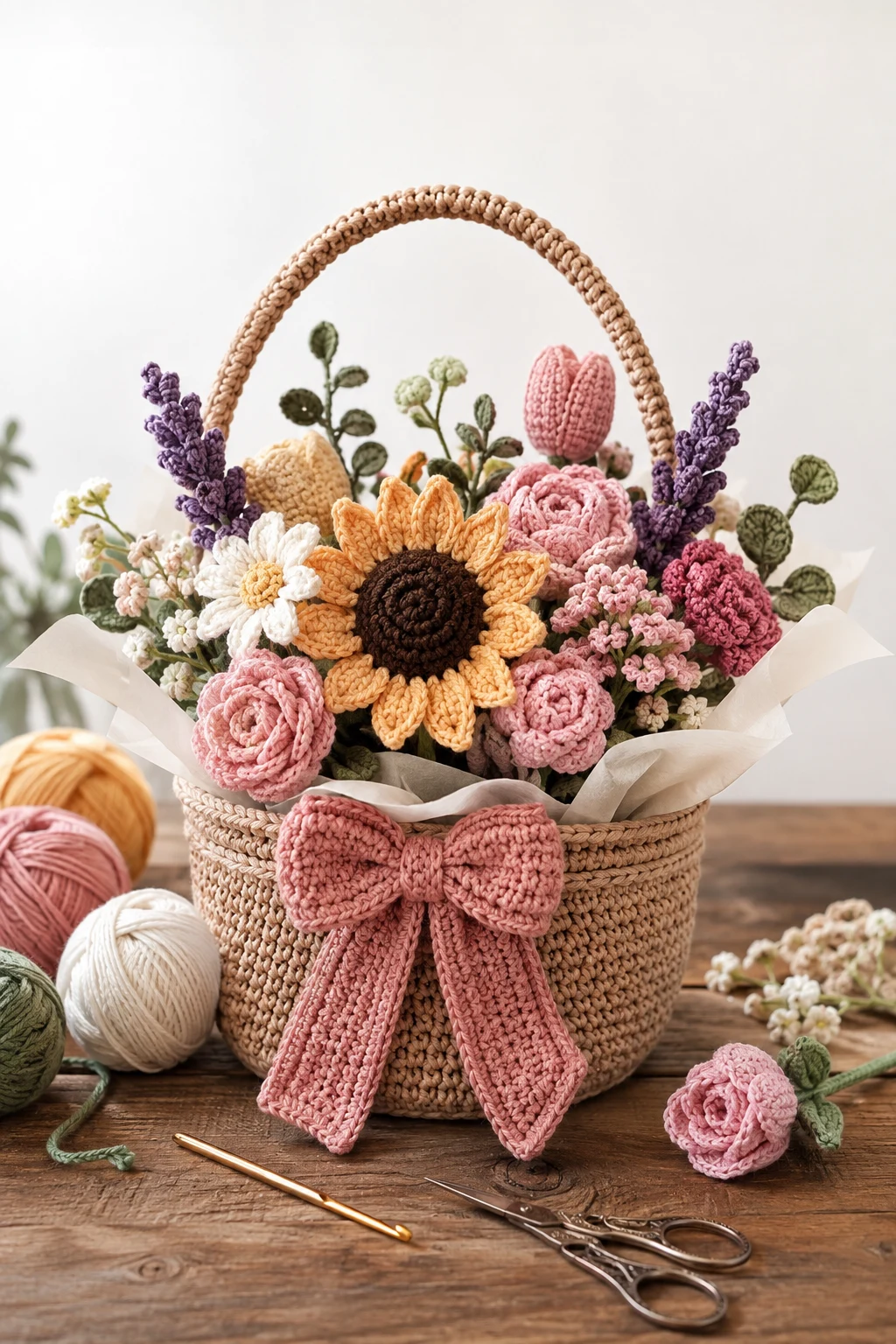 Personalized Crochet Flower Gift Basket — crochet flower ideas style outfit