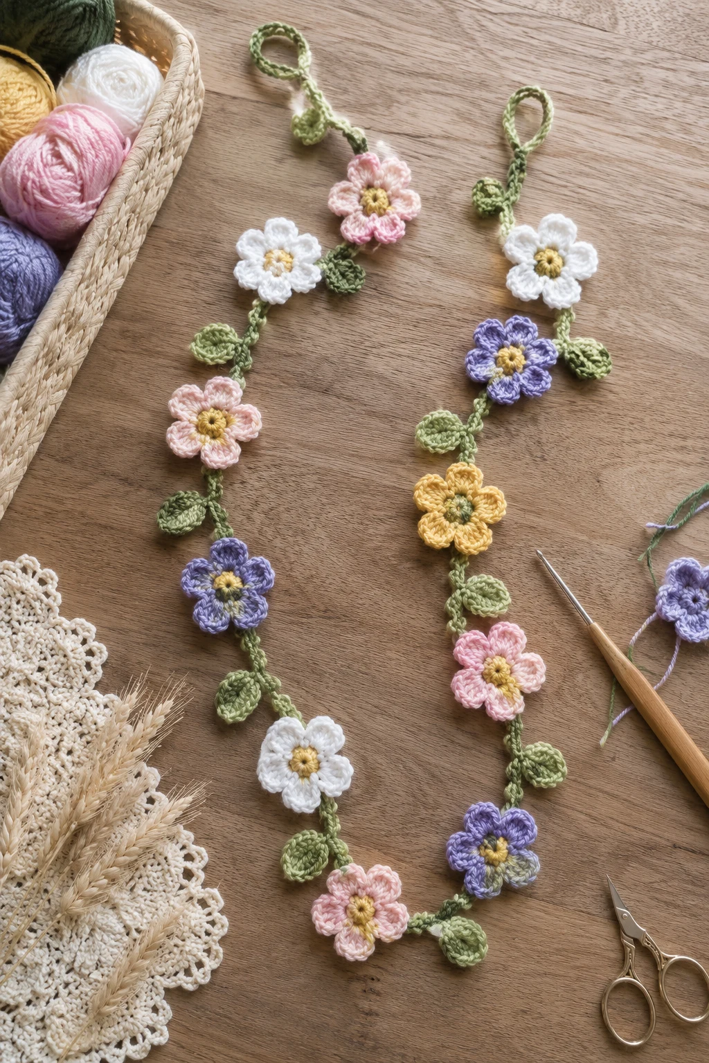 Crochet Flower Garland — crochet flower ideas style outfit