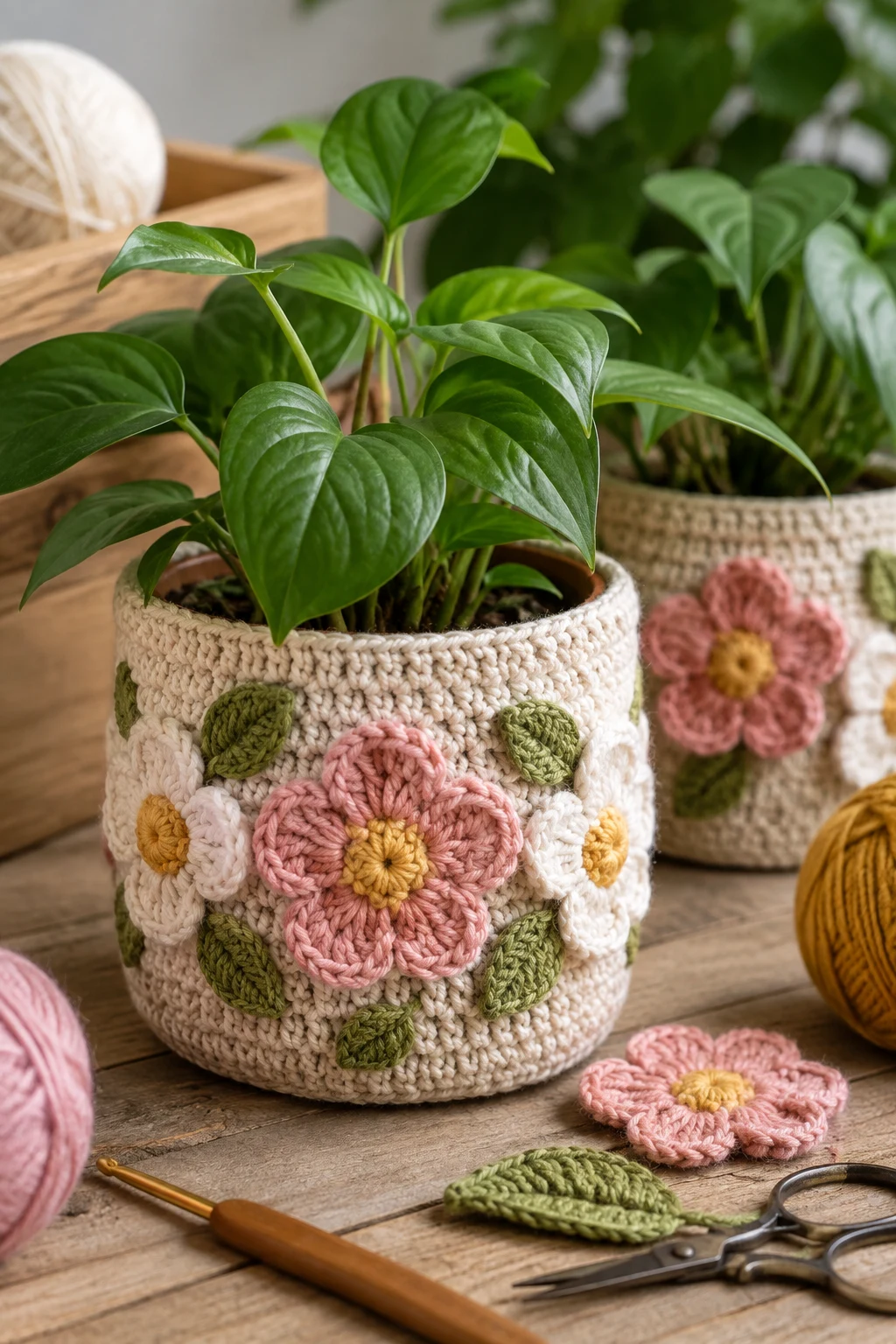 Crochet Flower Pot Covers — crochet flower ideas style outfit