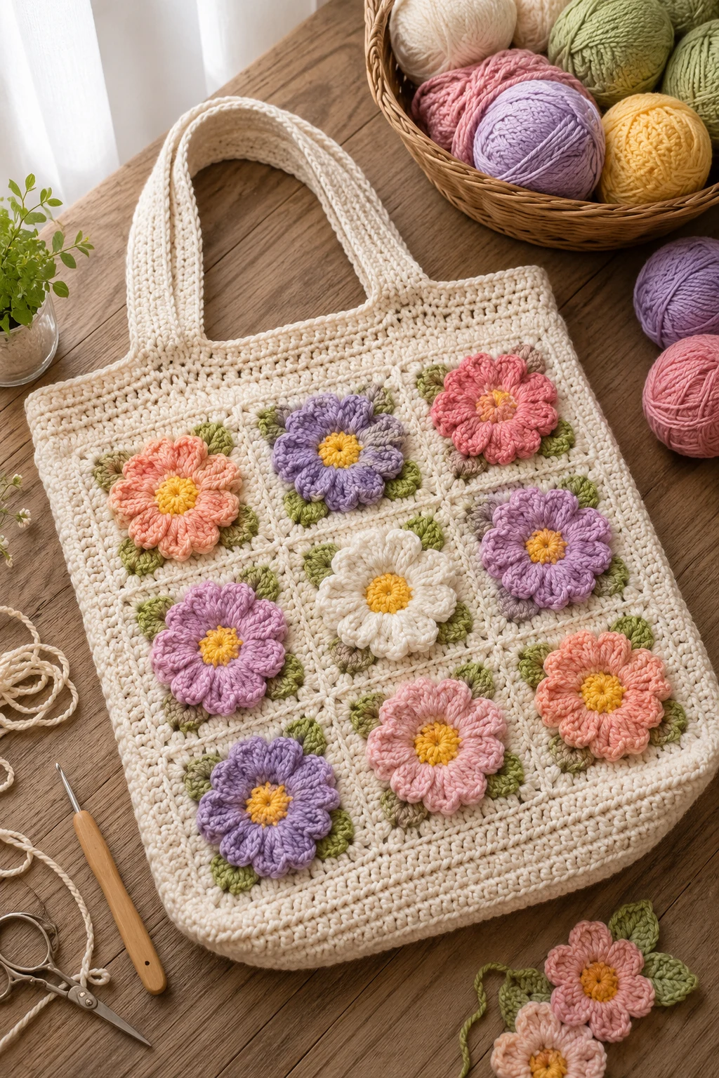 Crochet Flower Tote Bag — crochet flower ideas style outfit