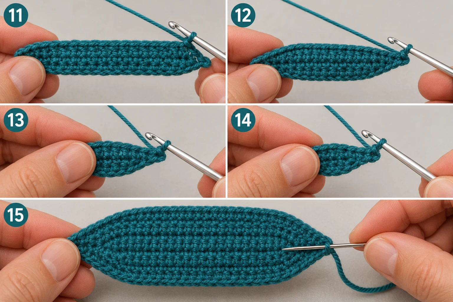 Steps 11–15 — crochet football applique patterns free