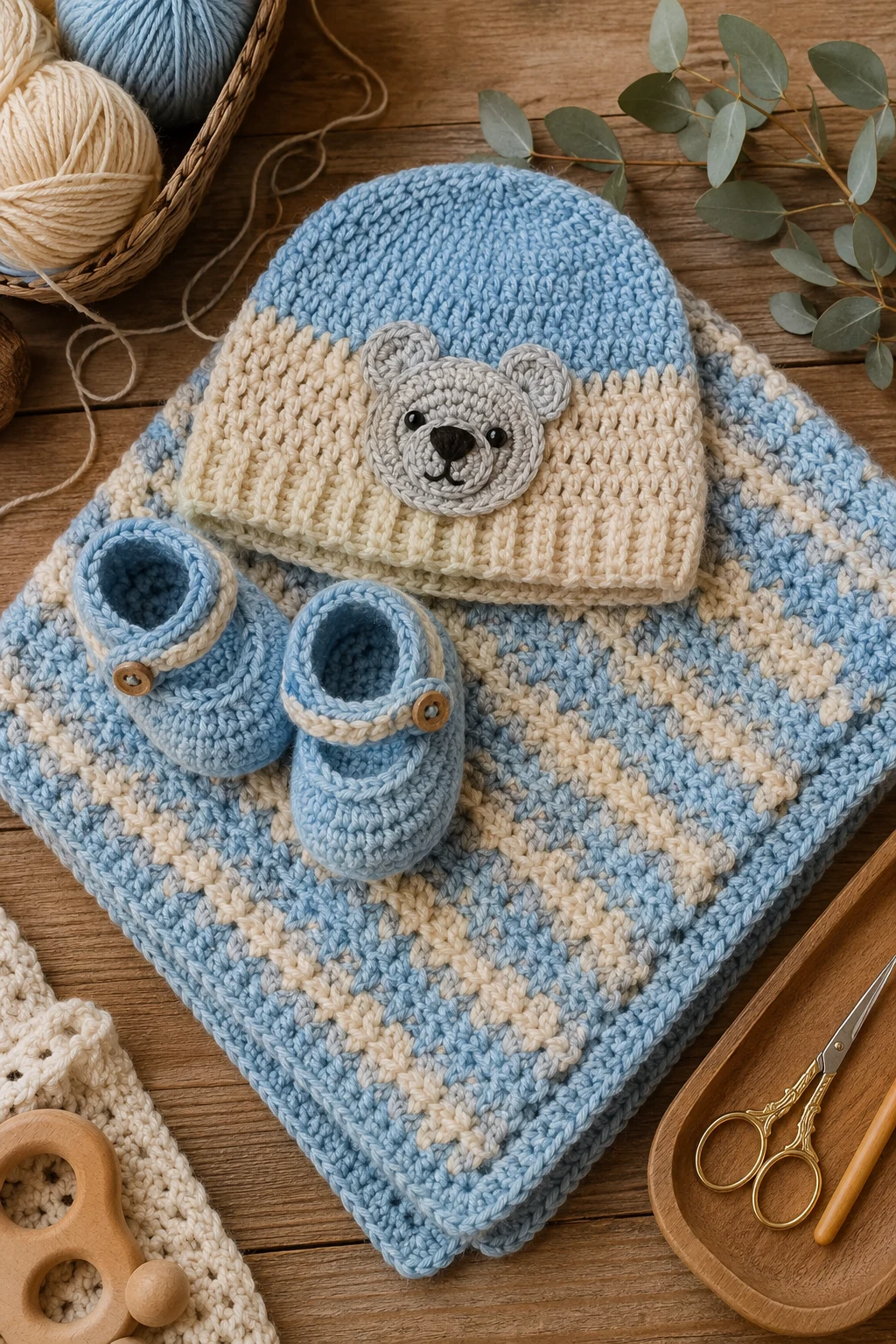 Sweet Baby Boy Crochet Gift Set — crochet for baby boy style outfit