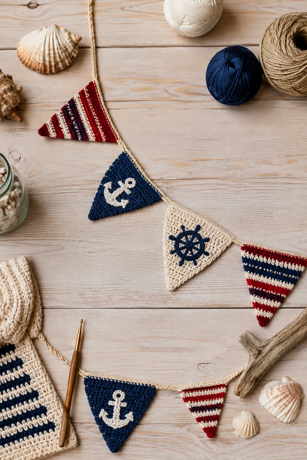 Summer Crochet Garland Ideas: Nautical Bunting — crochet garland ideas style outfit